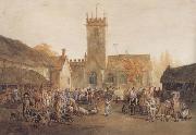 William Henry Pyne The Pig Market,Bedford with a View of St Mary's Church (mk47) china oil painting reproduction